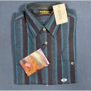 Vintage Oshkosh B Gosh Flannel Mens Med Striped NWT Deadstock Heavy 100% cotton